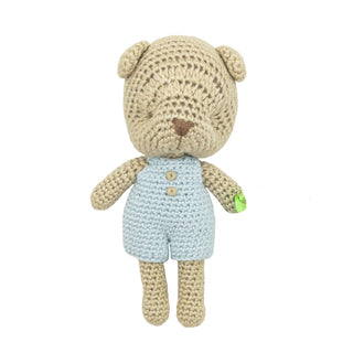Hand-crocheted Knit Rattle - Blue Bear