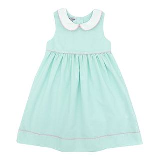 Girls Collared Dress with Ric Rac - Mint