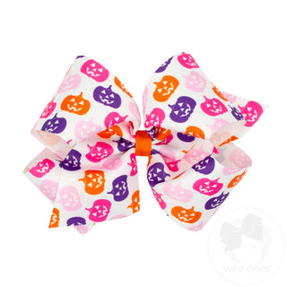 Printed Grosgrain Hair Bow - Halloween