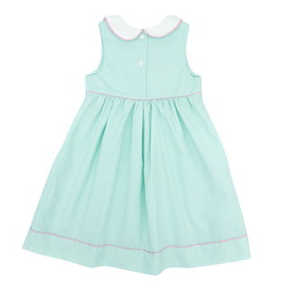 Girls Collared Dress with Ric Rac - Mint