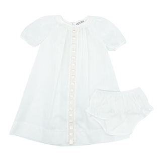 Brantley Ribbon Daygown with Diaper Cover - White with Pink