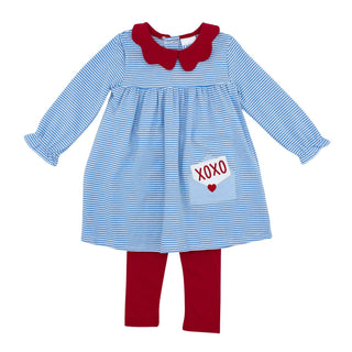 Girls Tunic Pant Set with Applique - Love Letters