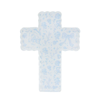 Scalloped Acrylic Cross Block - Blue Chinoiserie