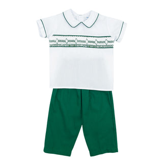 Drew Pant Set with Hand-smocking - Classic Christmas Green
