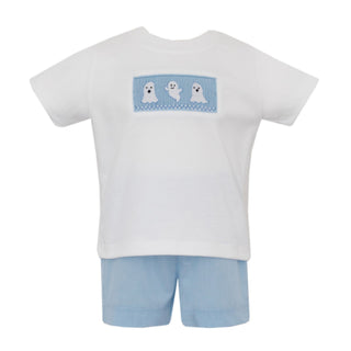 Boys Short Set with Hand-smocking - Ghosts