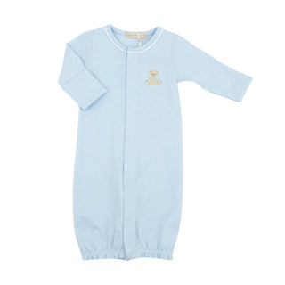 Pima Gown with Piping Trim with Hand-embroidery - Teddy Bear