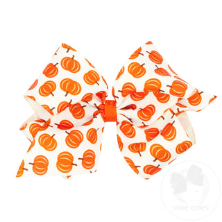 Printed Grosgrain Hair Bow - Harvest