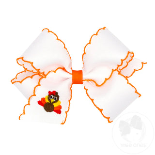 Embroidered Grosgrain Moonstitch Hair Bow - Harvest