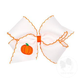 Embroidered Grosgrain Moonstitch Hair Bow - Harvest