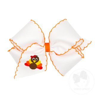 Embroidered Grosgrain Moonstitch Hair Bow - Harvest