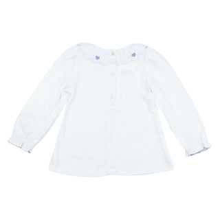 Scalloped Blouse with Embroidery - Hearts