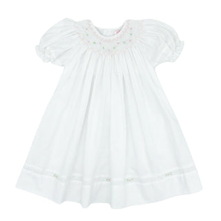 Bishop Dress with Matching Bonnet - White