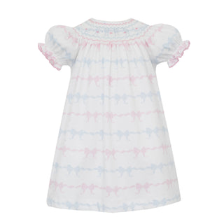 Knit Smocked Bishop Dress - Bows