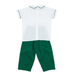 Drew Pant Set with Hand-smocking - Classic Christmas Green