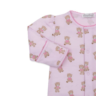 Printed Footie with Snaps - Pink Teddy Bear Club