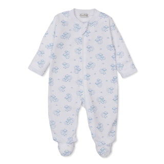 Printed Zipper Footie - Light Blue Sweet Sheep