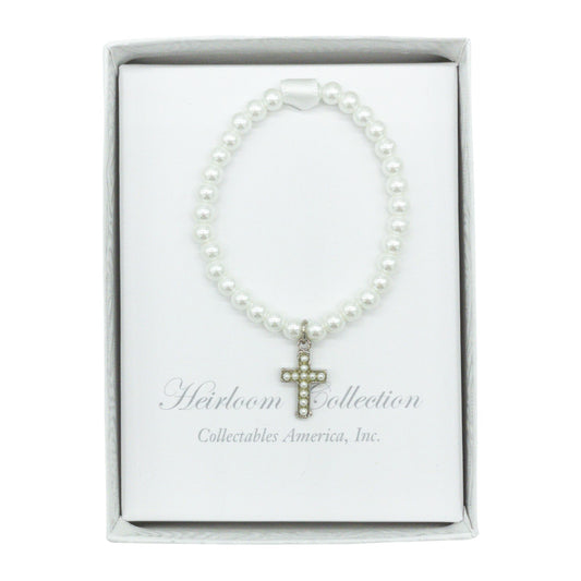Pearl Bracelet with Silver Cross Charm