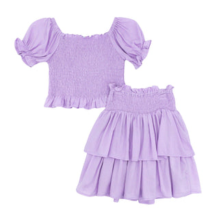 Chloe Smocked Skirt Set - Lavender