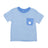 Pocket with Baseball Embroidery on Sky Blue Stripe