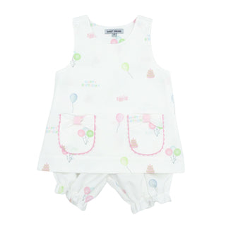 Girls Printed Bloomer Set - Happy Birthday