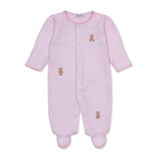 Footie with Embroidery - Pink Teddy Bear Club