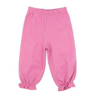 Knit Gathered Pants with Ruffle - Bubblegum