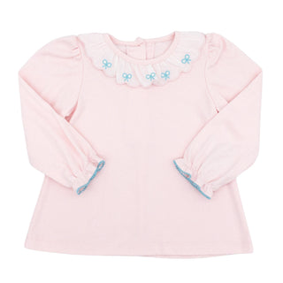 Scalloped Blouse with Embroidery - Bows
