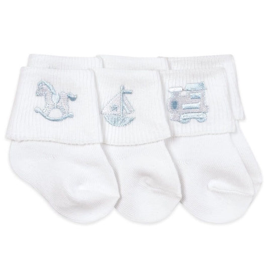Baby Boy Applique Turn Cuff Socks - 1 Pair