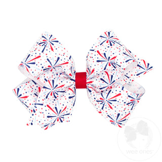 Printed Grosgrain Hair Bow - Patriotic Fireworks