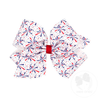 Printed Grosgrain Hair Bow - Patriotic Fireworks