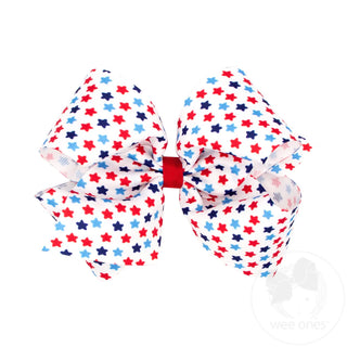 Printed Grosgrain Hair Bow - Patriotic Star