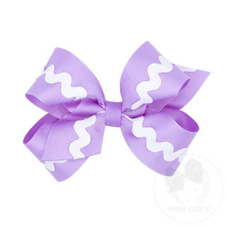 Grosgrain Hair Bow with Ric-Rac Trim - Light Orchid