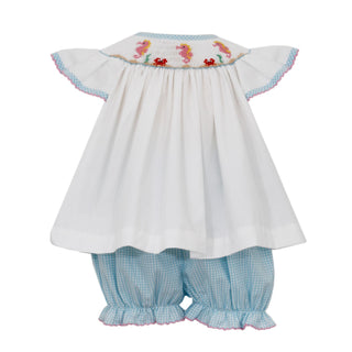 Girls Smocked Seahorse Bloomer Set - FINAL SALE