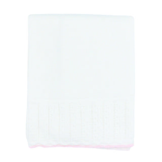 Cotton Jersey Baby Blanket with Knitted Color-tipped Pointelle Border