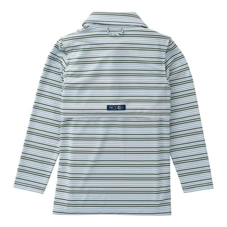 *PRE-ORDER* Boys Long-sleeve Pro Performance Polo - Camping Green Stripe