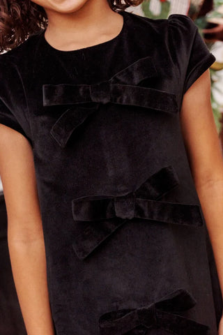 Betts Bow Dress (Velveteen) - Newport Night