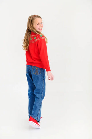 Isaac's Fair Isle Sweater - Christmas Trees on Richmond Red