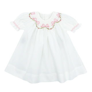 Savannah Bishop Dress with Hand-smocking - Spring Ribbons and Roses