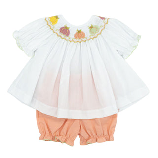 Emma Bishop Bloomer Set with Hand-smocking - Pumpkins