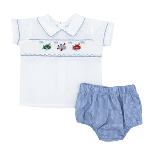 Champ Diaper Set with Hand-smocking - Airplanes