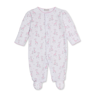 Printed Footie with Snaps - Pink Just Giraffes