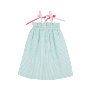 Laineys Little Dress (Woven) - Turks Teal Windowpane