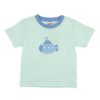 Boys Striped T-shirt with Submarine Applique