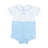 Cross Embroidery on White with Blue
