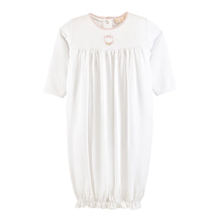 Pima Gown with Crochet Trim and Hand-embroidery - Bows & Roses
