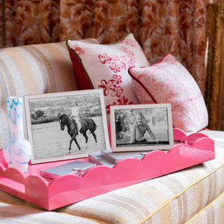 Enamel Picture Frame - White & Silver