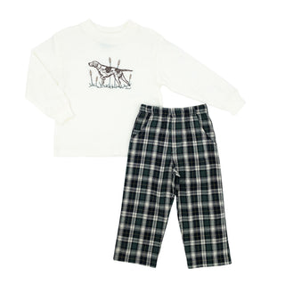 Boys Pant Set with Embroidery - Bird Dog