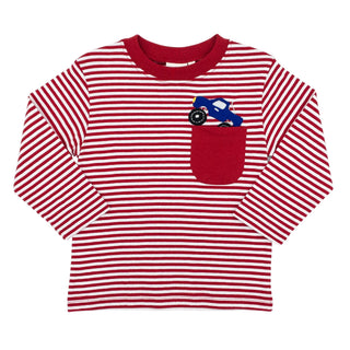 Boys Long-sleeve T-shirt with Pocket & Applique - Monster Truck
