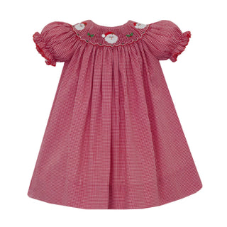 Bishop Dress with Hand-smocking - Santa Faces