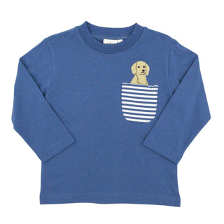 Boys Long-sleeve T-shirt with Pocket & Applique - Puppy